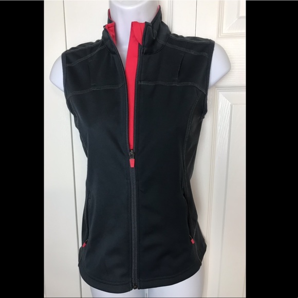 ATHLETA Running Vest Jacket Reflective Gray Orange Breathable Paisley Scroll - Picture 3 of 10